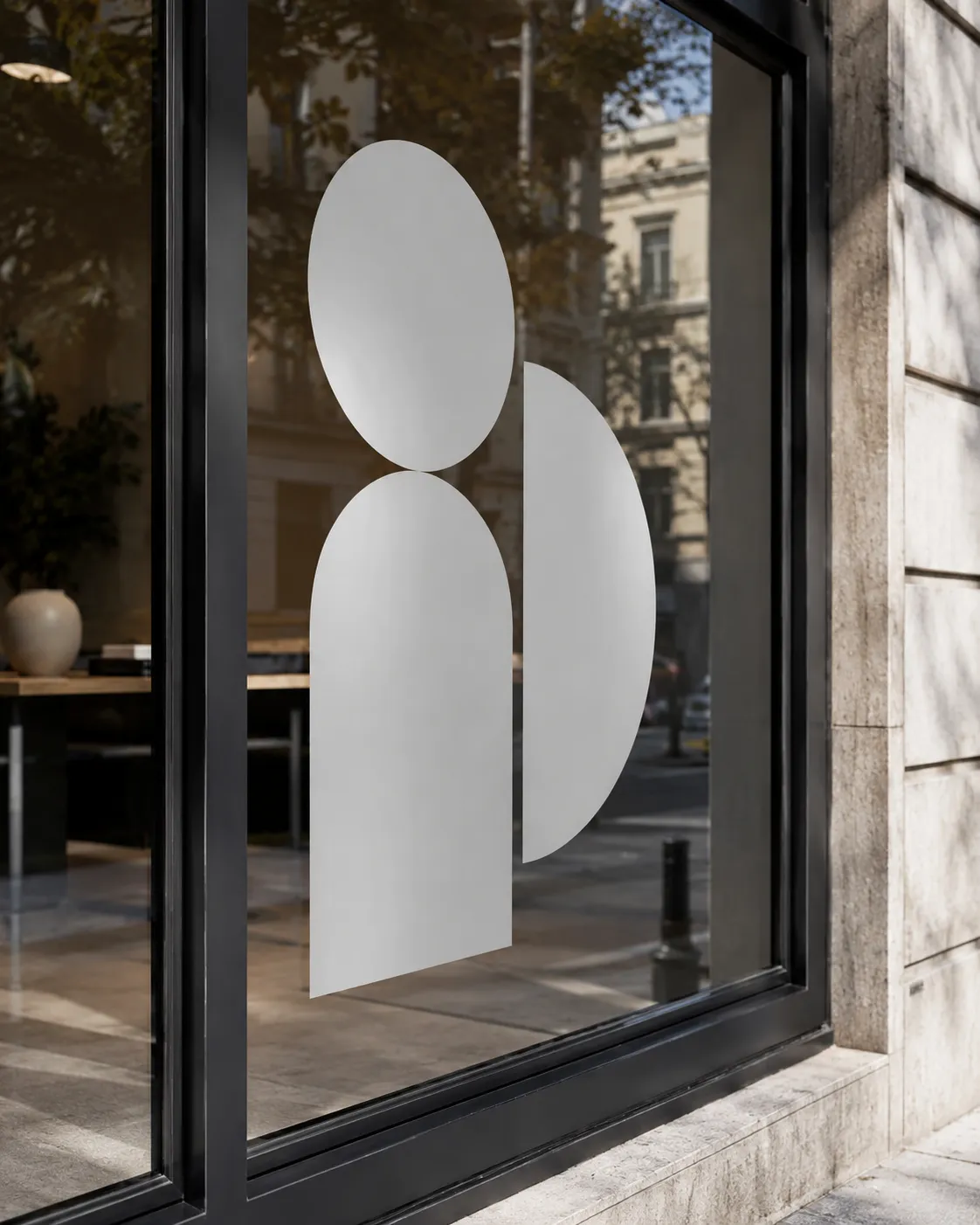 Vinyle polymère sur vitrine